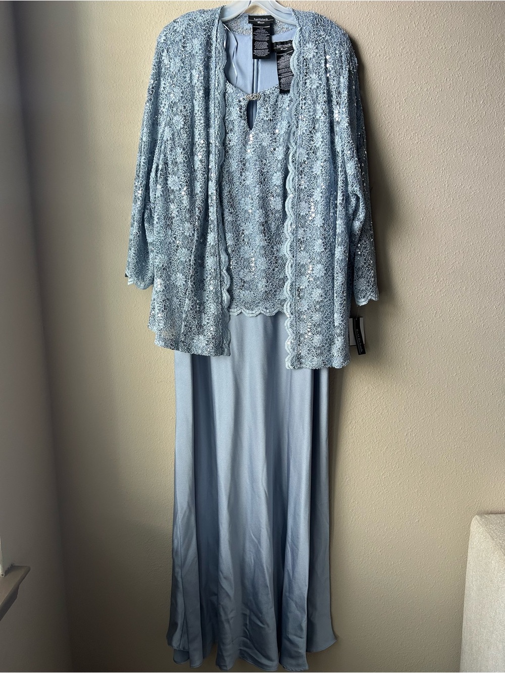 R&M Richards - Long Lace Sequin/Lace Jacket Dress